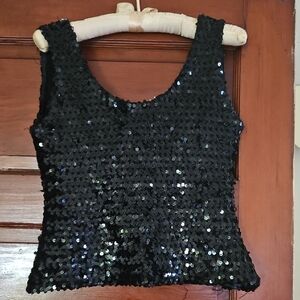 Black Sequin Tank Top